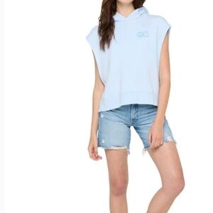Spiritual Gangster Light Blue Sleeveless Hoodie Top